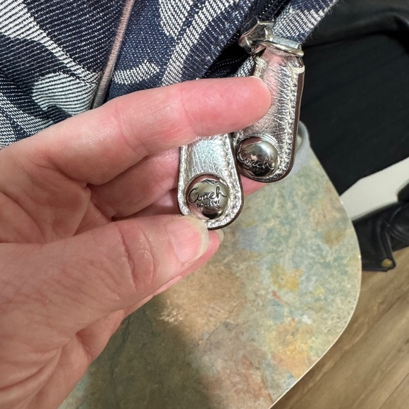 Coach Navy and Silver Backpack signature canvas school work - Picture 4 of 6